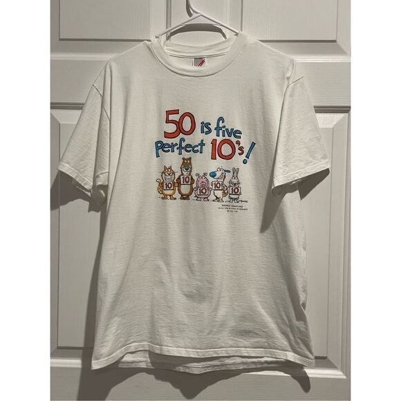 Jerzees Tops - Vintage Jerzees Made in USA Turning 50 Shoebox Greetings Hallmark Tee Size L